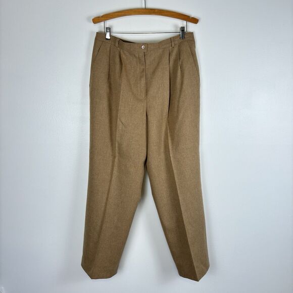 VTG Pendleton Womens 16 Beige Tan High Waisted Trousers Pants Virgin Wool Lined - Picture 1 of 6